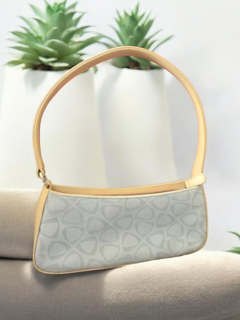Vintage Liz Claiborne Y2K Baguette Shoulder Bag | Signature Logo Blue & Tan